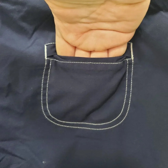 Lucy Activewear Women's Navy White Contrast Stitch Loose Fit Cropped Pants Sz M - Picture 7 of 8